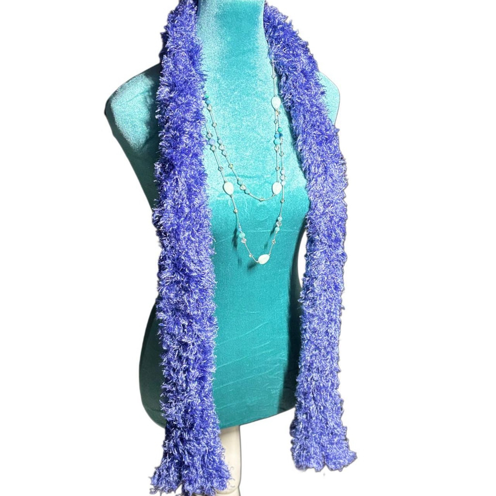 NWT vintage periwinkle blue/purple fuzzy tube neck scarf